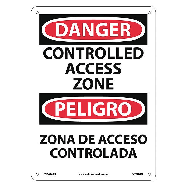 Nmc ESD694AB 17.37 Danger Controlled Access Zone Sign Bilingual