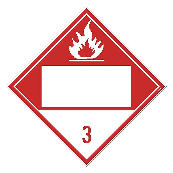 Nmc Dot Placard Sign, 3 Flammable Liquids, Blank, Pk25, Material: Adhesive Backed Vinyl DL65BP25