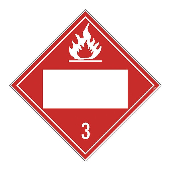 Nmc Placard Sign, 3 Flammable Liquids, Blank, Pk100, Material: Adhesive Backed Vinyl DL4BP100