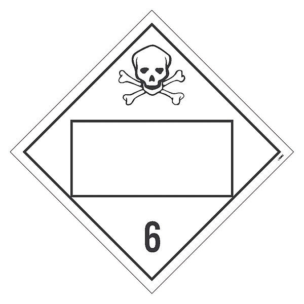 Nmc Dot Placard Sign, 6 Poisonous And Infectious Substances, Blank, Pk50, Material: Unrippable Vinyl DL8BUV50