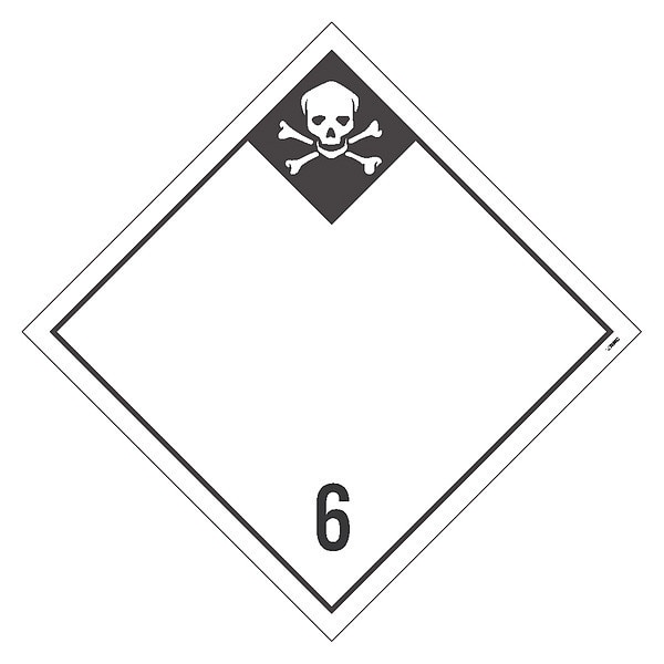 Nmc Dot Placard Sign, 6 Poisonous And Infectious Substances, Blank, Pk25, Legend: 1073 DL98BUV25