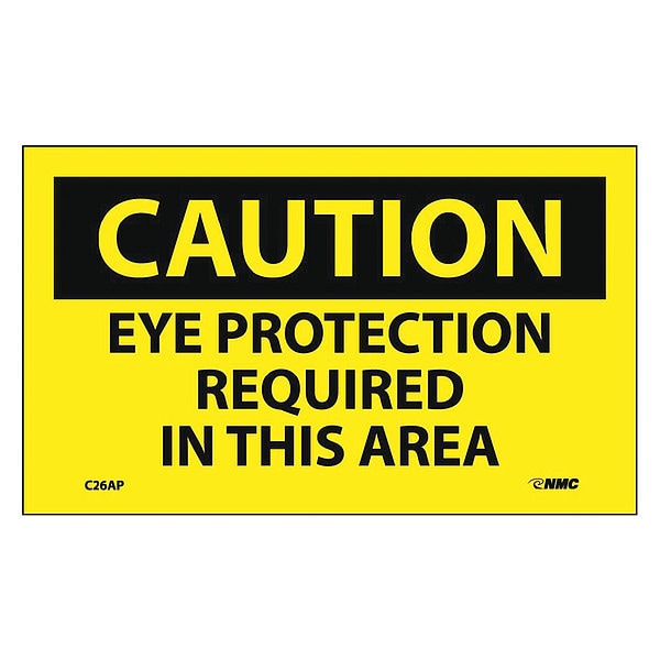 Nmc Caution Eye Protection Required In This Area Label, Pk5 C26AP