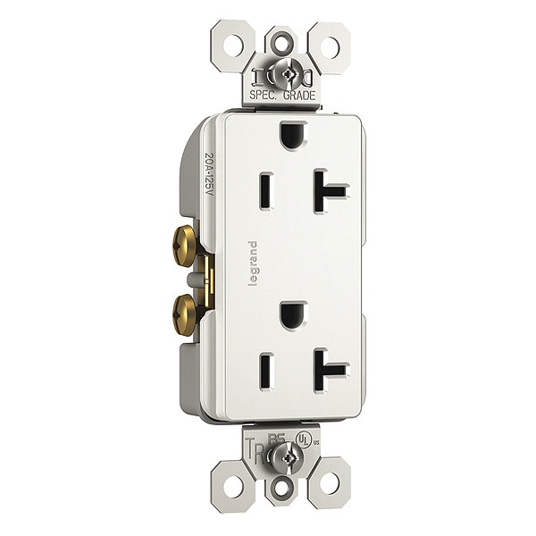 Legrand Receptacle, 20 A Amps, 125V AC, Flush Mount, Decorator Duplex