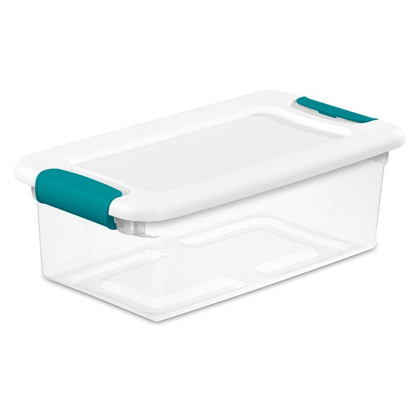 Sterilite Storage Tote, Clear/White, Polypropylene, 14 1/8 in L, 7 5/8