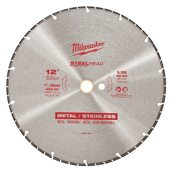 Milwaukee Tool 12 in. STEELHEAD Diamond CutOff Wheel 49937835 Zoro