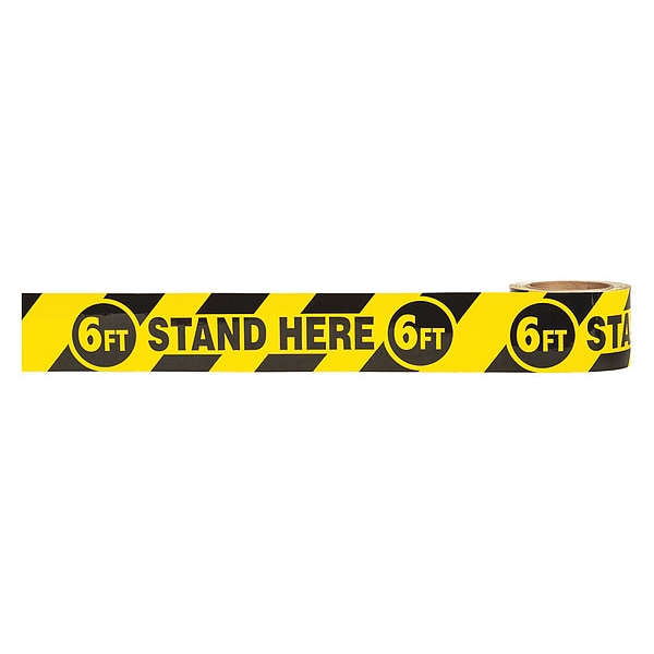 Zoro Select Floor Marking Tape, Vinyl, Message, Striped