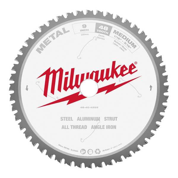 Milwaukee Tool 9 in. 48 Tooth Metal Cutting Circular Saw Blade (1 in. Arbor) 48-40-4255