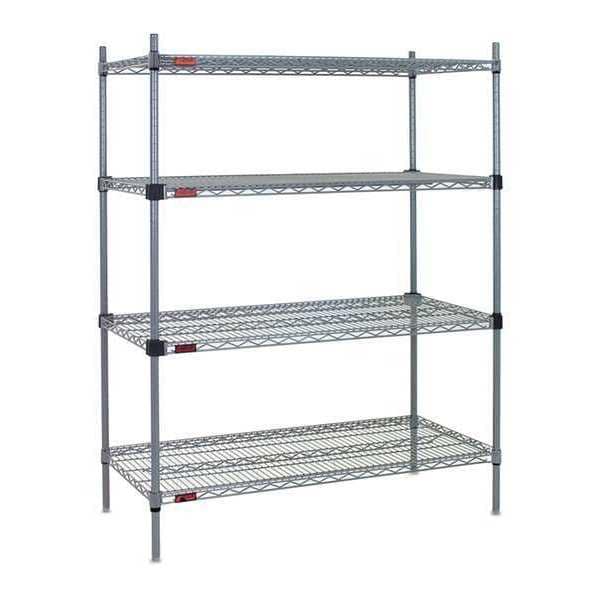 Eagle Group Wire Shelving Unit, 18"D x 48"W x 74"H, 4 Shelves, Gray