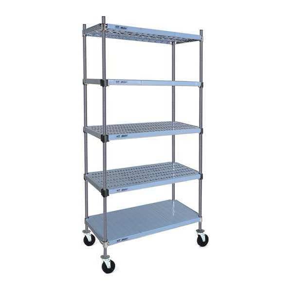 Eagle Group Starter Mobile Plastic Shelving Unit, 5 Shelves, Gray