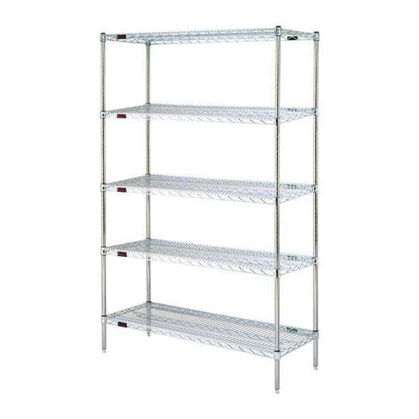 Eagle Group Wire Shelving Unit, 21"D x 36"W x 86"H, 5 Shelves, Silver