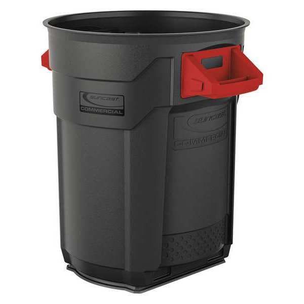 Suncast Commercial 20 gal. Round Trash Can, Gray, SnapOn, HDPE BMTCU20