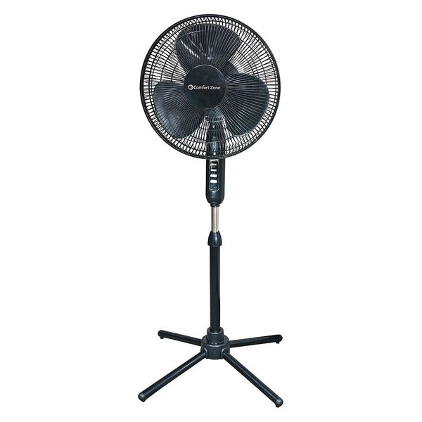 Comfort Zone 16" Pedestal Fan, Oscillating, Black 123724