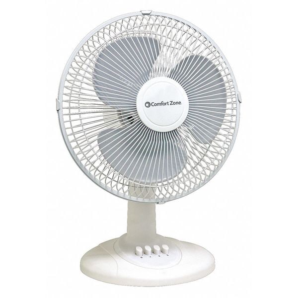 Comfort Zone Table & Floor Fan, Oscillating, 3 Speeds, White 123718 Zoro