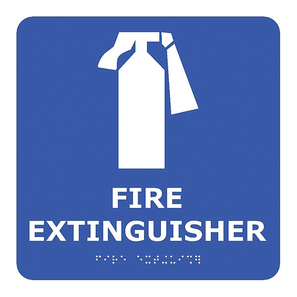 Nmc Fire Extinguisher Ada Sign, 8 in Height, 8 in Width, ADA Braille