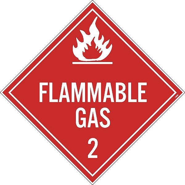 Nmc Flammable Gas 2 Dot Placard Sign, Material: Adhesive Backed Vinyl DL46P