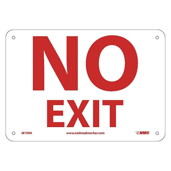 Nmc Exit Sign, Aluminum, No Exit, White M199A | Zoro