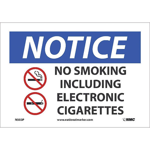 Nmc No Smoking Including E Cigarettes Sign, N503P N503P Zoro
