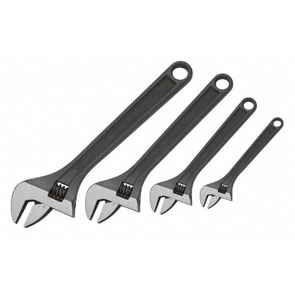 Williams Williams Adjustable Wrench Set, Black, 4 pcs. 13642A Zoro