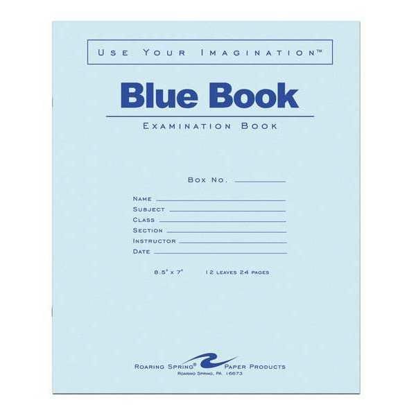 Roaring Spring Case of Exam Blue Books, 8.5" x 7", 12 Sheets/24 Pages