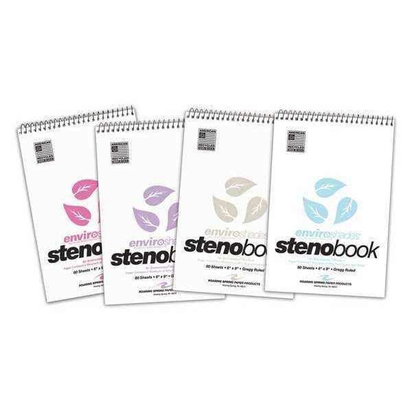 Roaring Spring Case of Recycled Steno Pads, 6"x9", Gregg Ruled, 80 sht