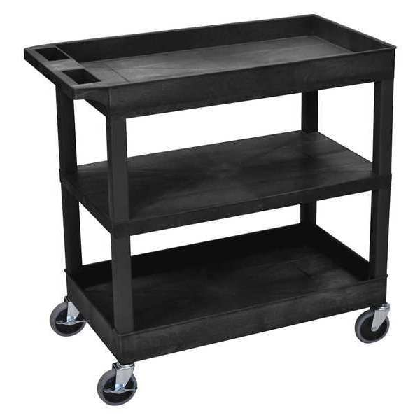 Luxor Cart (2)Tub, with 1 Flat Shelf, 18"x32", High Density Polyethylene (Shelf), Polyvinyl Chloride (Leg) EC121-B