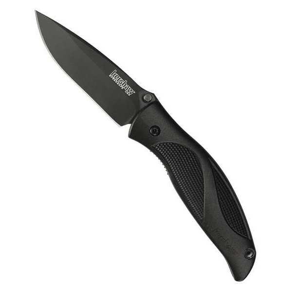 Kershaw Folding Knife, Serrated, Blackout 1550 Zoro