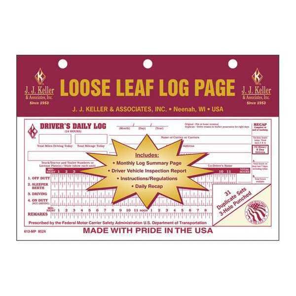 J.J. Keller Large 5-in-1 Loose-Leaf Driver's Log Book - Duplicate Carbonless Forms For DOT Compliance - View #2