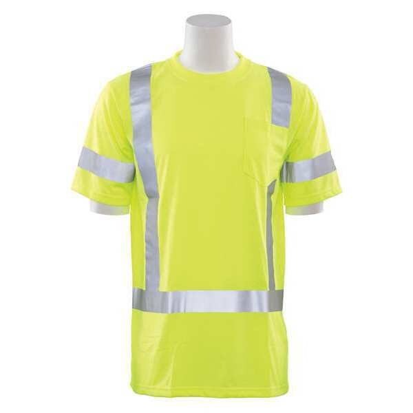 Erb Safety T-Shirt, Class 3, Hi-Viz, Lime, L 61279 | Zoro