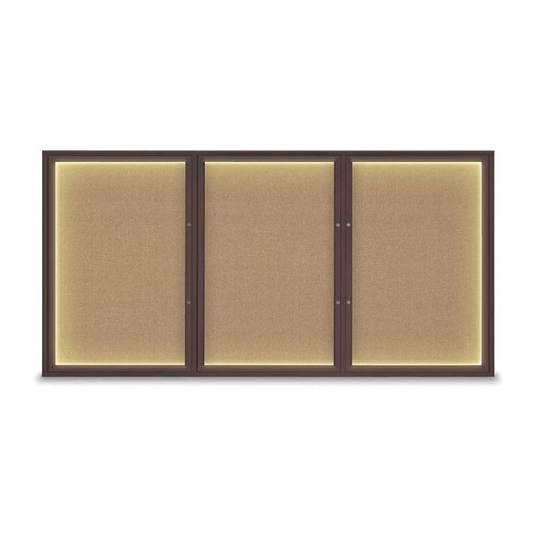 United Visual Products Corkboard, Buff/Bronze, 96"x48" UV420ILEDPLUS-BRONZE-BUFF