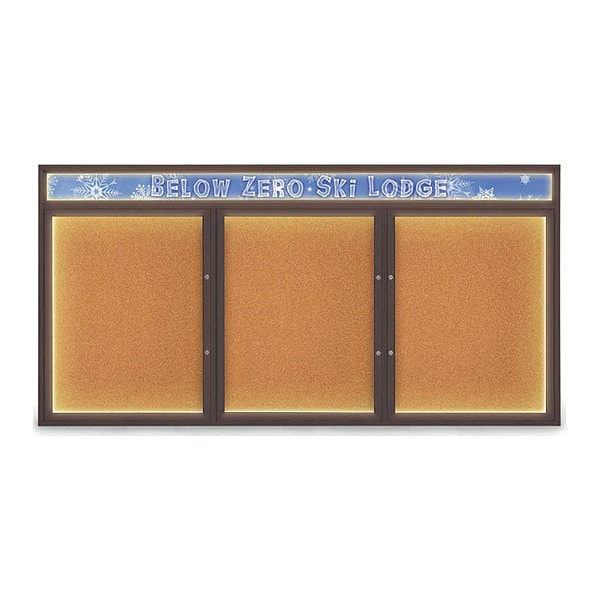 United Visual Products Corkboard, Cork/Bronze, 96"x48" UV455HILEDPLUS-BRONZE-CORK