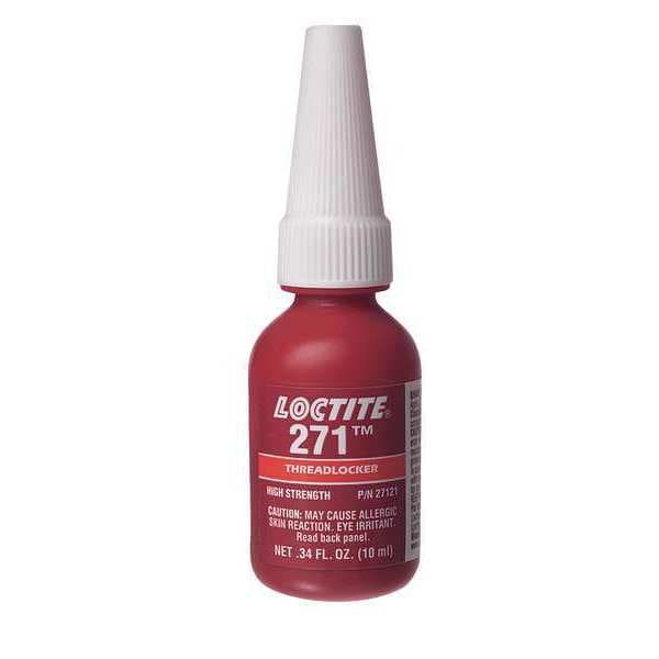 Loctite Threadlocker, LOCTITE 271, Red, High Strength, Liquid, 10 mL