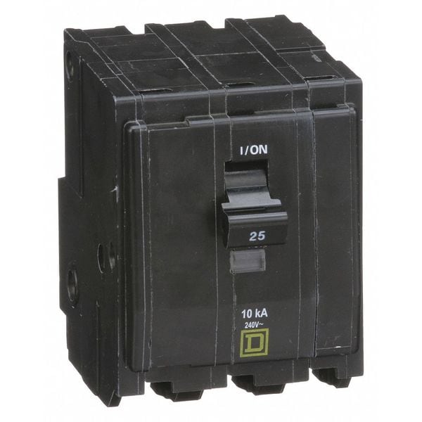 Square D Miniature Circuit Breaker, QO Series 25A, 3 Pole, 120/240V AC