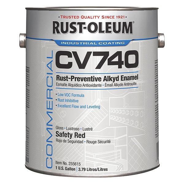 Rust-Oleum Interior/Exterior Paint, Glossy, Oil Base, Safety Red, 1 gal 255615