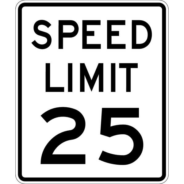 Lyle Speed Limit 25 Traffic Sign, 24 in H, 18 in W, Aluminum, Vertical Rectangle, English, R2-1-25-18DA R2-1-25-18DA