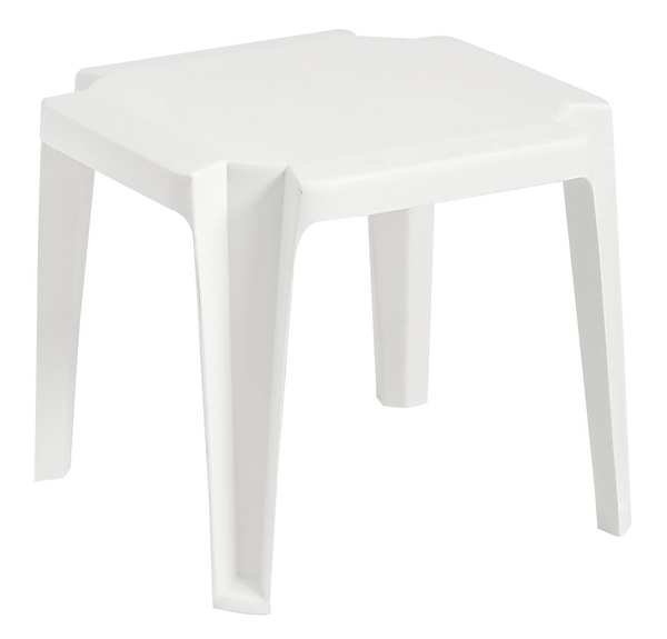Grosfillex Side Table, Low, 17 In Square, White 52099004