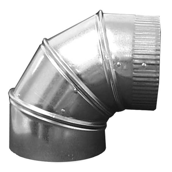 Greenseam Round 90 Degree Elbow, in Duct Dia, Galvanized Steel