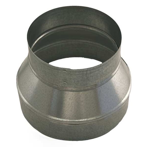 Greenseam Round Reducer, 14 in x 8 in Duct Dia, Galvanized Steel, 26 GA, 14 in W, 8" L, 9 in H GRR14P8PGA26