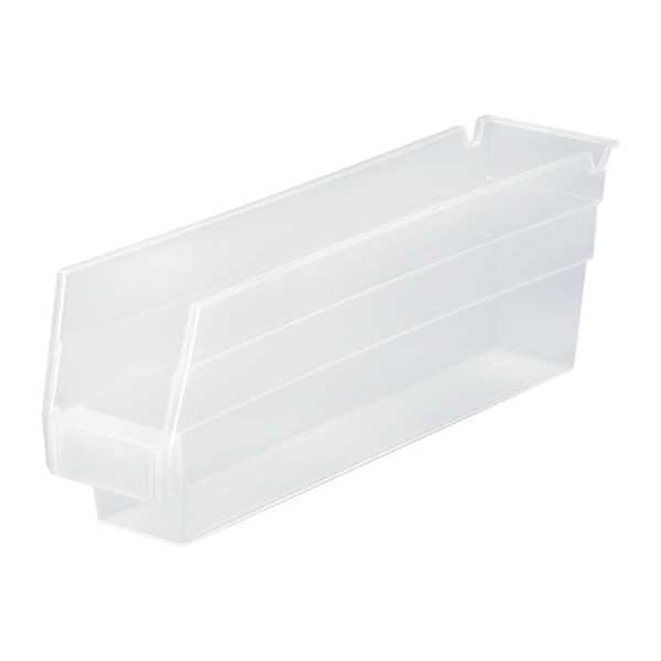 Quantum Storage Systems Shelf Storage Bin, Clear, Polypropylene, 11 5/8 in L x 2 3/4 in W x 4 in H, 50 lb Load Capacity QSB100CL