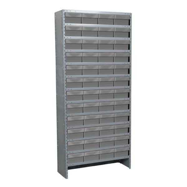 Akro-Mils Steel Enclosed Bin Shelving, 36 in W x 79 in H x 12 in D, 13 Shelves, Gray ASC1279182GRY