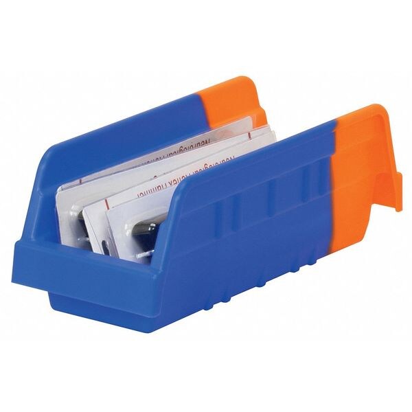 Akro-Mils Shelf Storage Bin, Plastic, Blue/Orange, 4 in H, 4 1/4