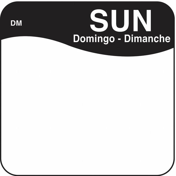 Daymark Day Label, Sunday, 1 x 1 In., PK500 1100727