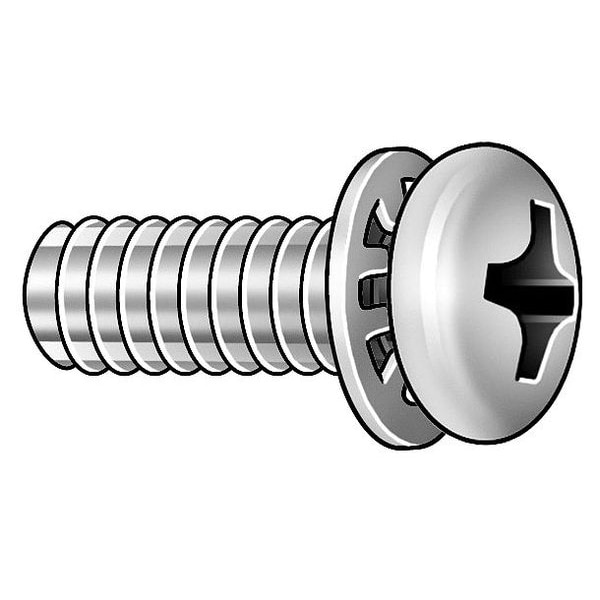 Zoro Select #4-40 x 3/8 in Phillips Pan Machine Screw, Plain