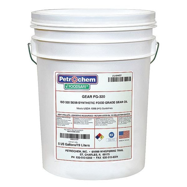 Petrochem 5 gal Gear Oil Pail 320 ISO Viscosity, 90 SAE, Clear FOODSAFE GEAR FG320005 Zoro