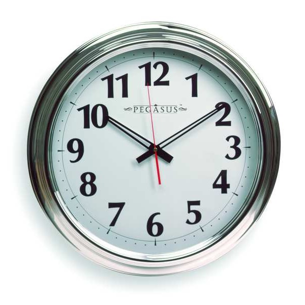 Zoro Select 18" Analog Quartz Wall Clock, Silver 6H356 Zoro