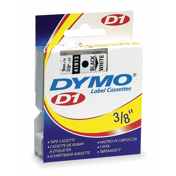 Dymo Adhesive Label Tape Cartridge 3/8" x 23 ft., Black/White 41913