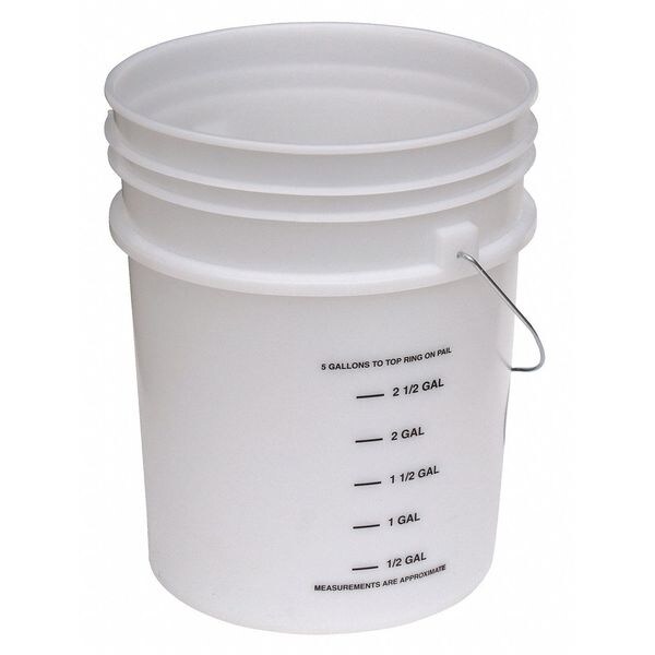 Vestil Plastic Pail, Steel Handle, w/Markings PAIL-54-PNS-G | Zoro