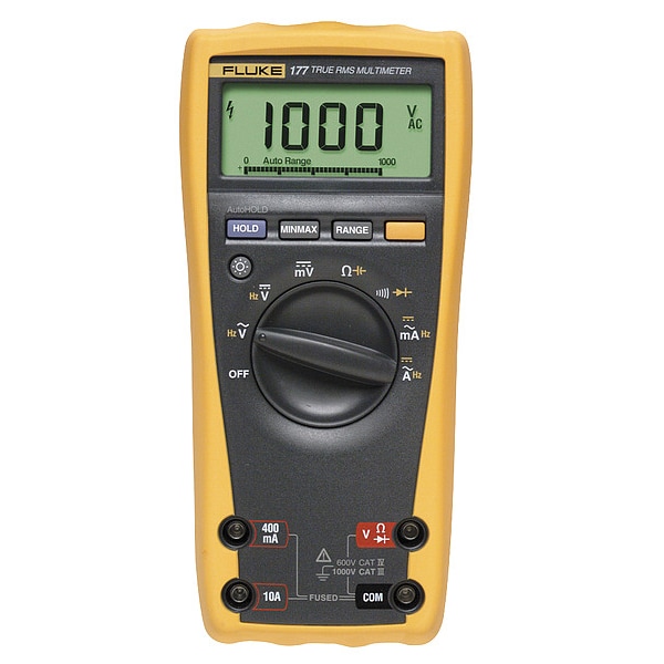Fluke Digital Multimeter, 1,000 Max. AC Volts, 1,000 Max. DC Volts, 10
