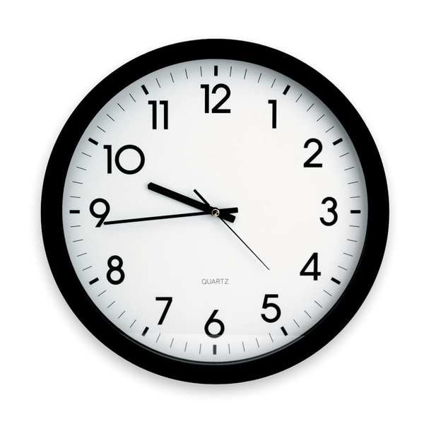 Zoro Select 15" Analog Quartz Wall Clock, Black 6NN65 Zoro