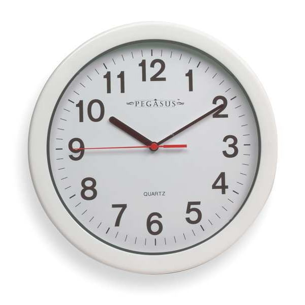 Zoro Select 10-1/4" Analog Quartz Indoor/Outdoor Wall Clock, White 6NP04