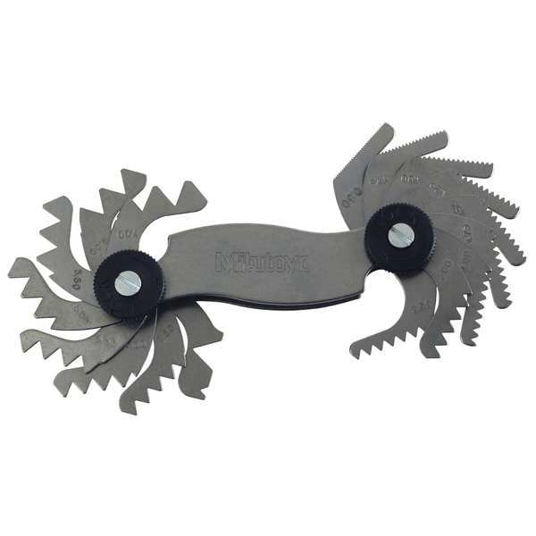 Mitutoyo Screw Pitch Gage, 0.4mm to 7mm, 18 Leaves 188-121 | Zoro